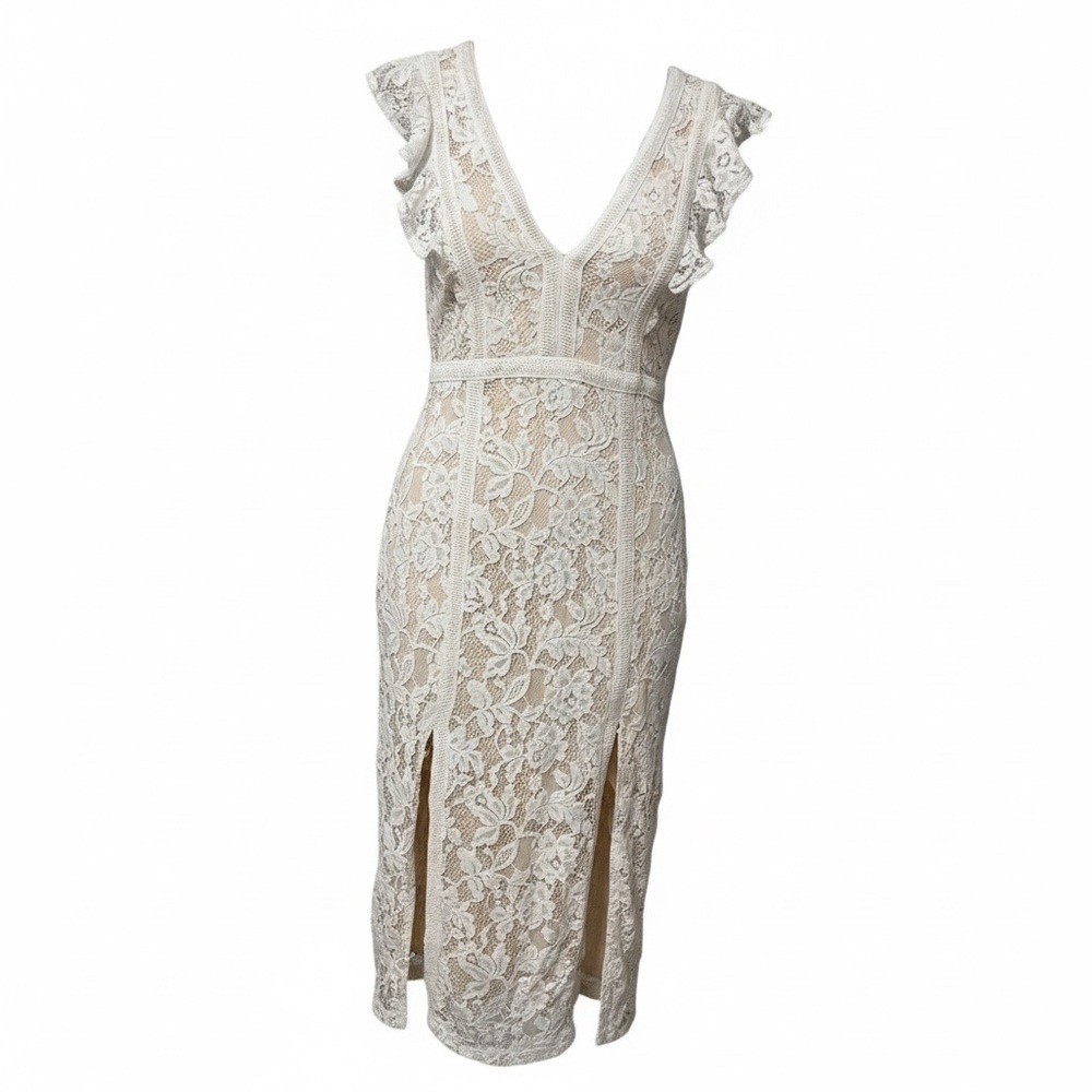 Lulu's Cream Lace Midi Dress